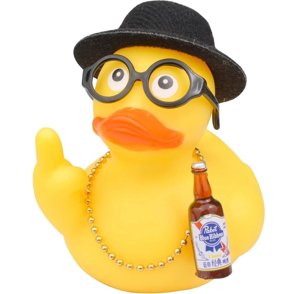 Flip-off Attitude Rubber Duck Dashboard Decor, 3.15in, DIY Assembly Duck